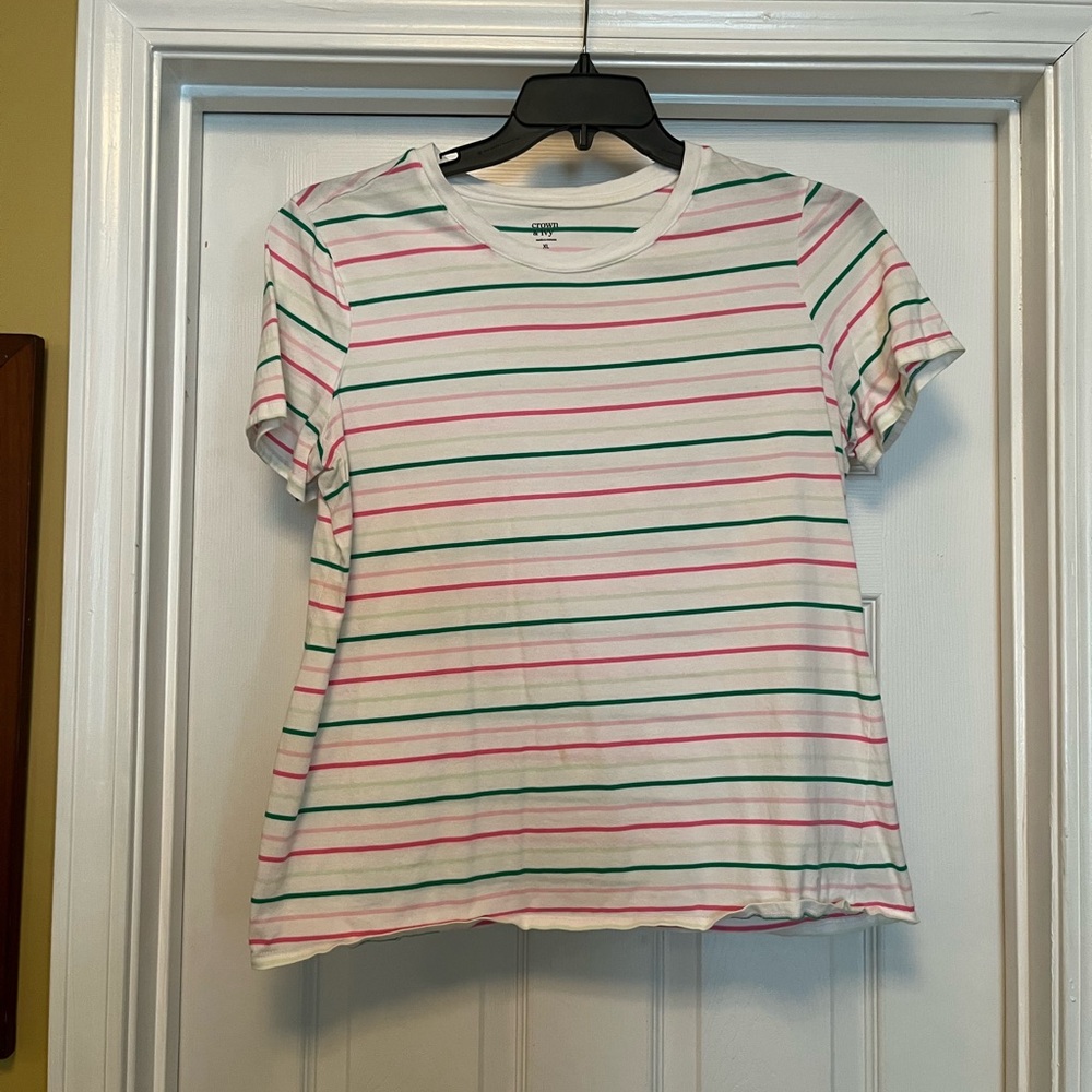 crown & ivy Multicolor Striped Short Sleeve Tee
